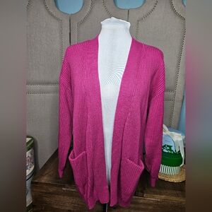 Quince 100% Organic Cotton Oversized Cardigan Bright Pink